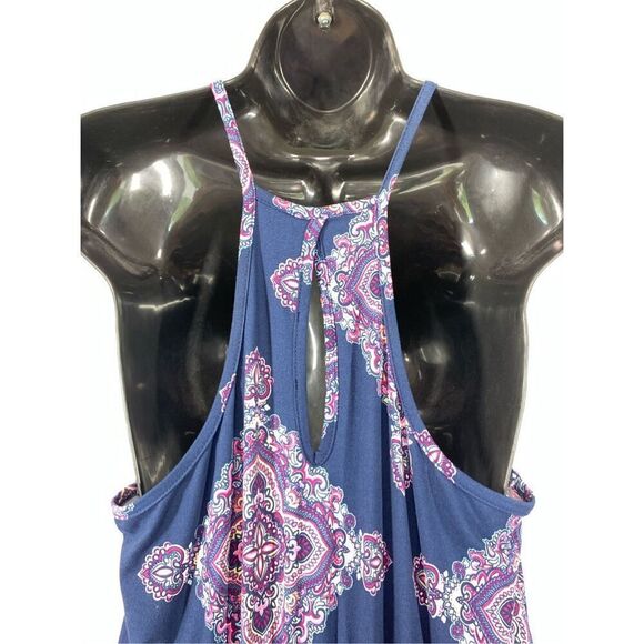 French Grey Women's Sleeveless Keyhole Maxi Halter Dress Blue Size Medium - Picture 7 of 10